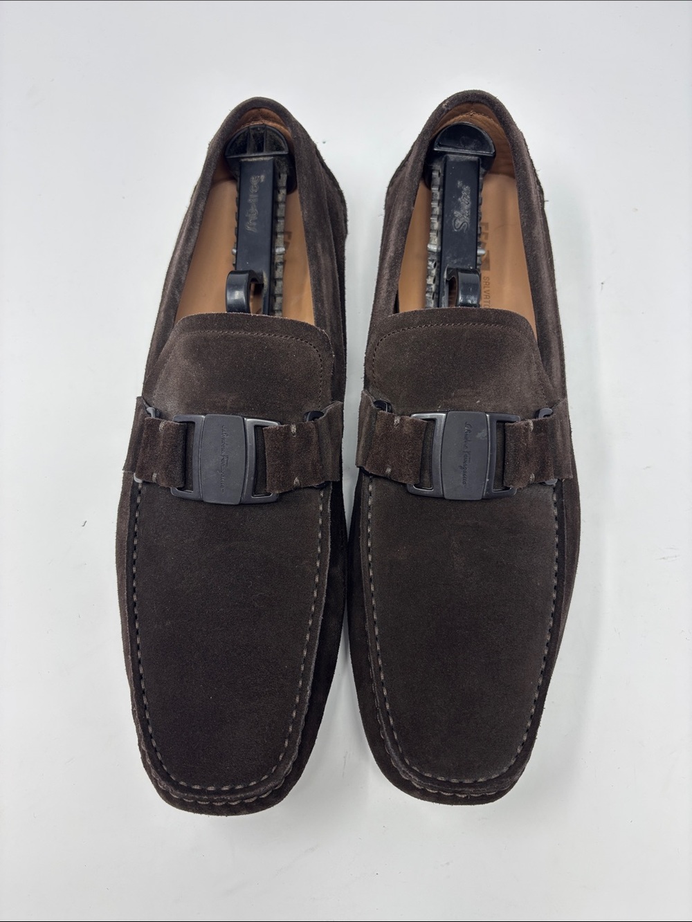 Salvatore Ferragamo | Men's Dark Brown Suede Dress Loafers 10.5 D - Picture 3 of 11